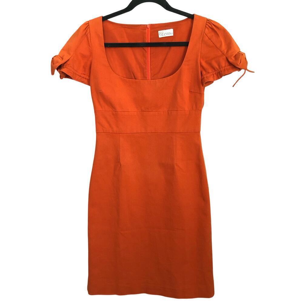 Red Valentino Women's Orange Linen‎ Blend Puff Sleeve Mini Dress IT 40 (US 4-6)